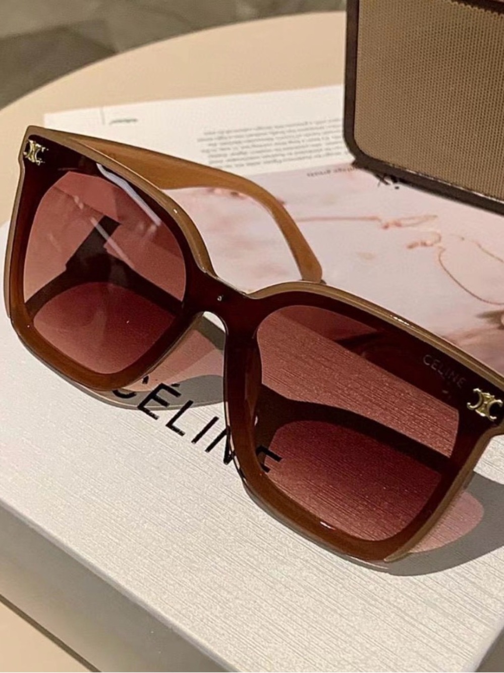 Celine Brown Gradient Square Sunglasses